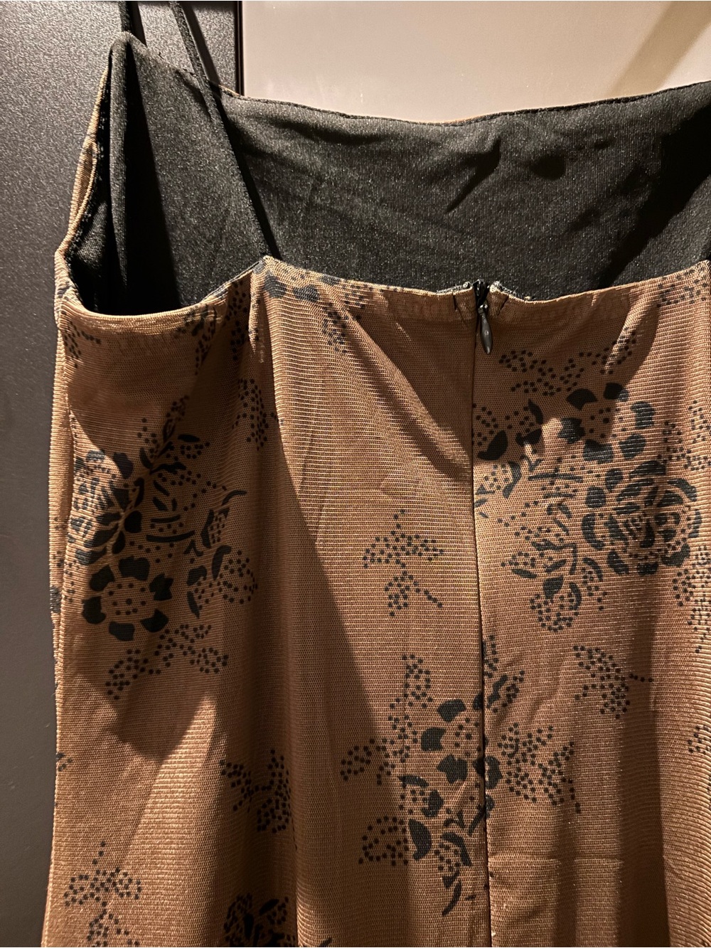 Brown Slip Dress with Black Floral Print - Picture 5 of 6